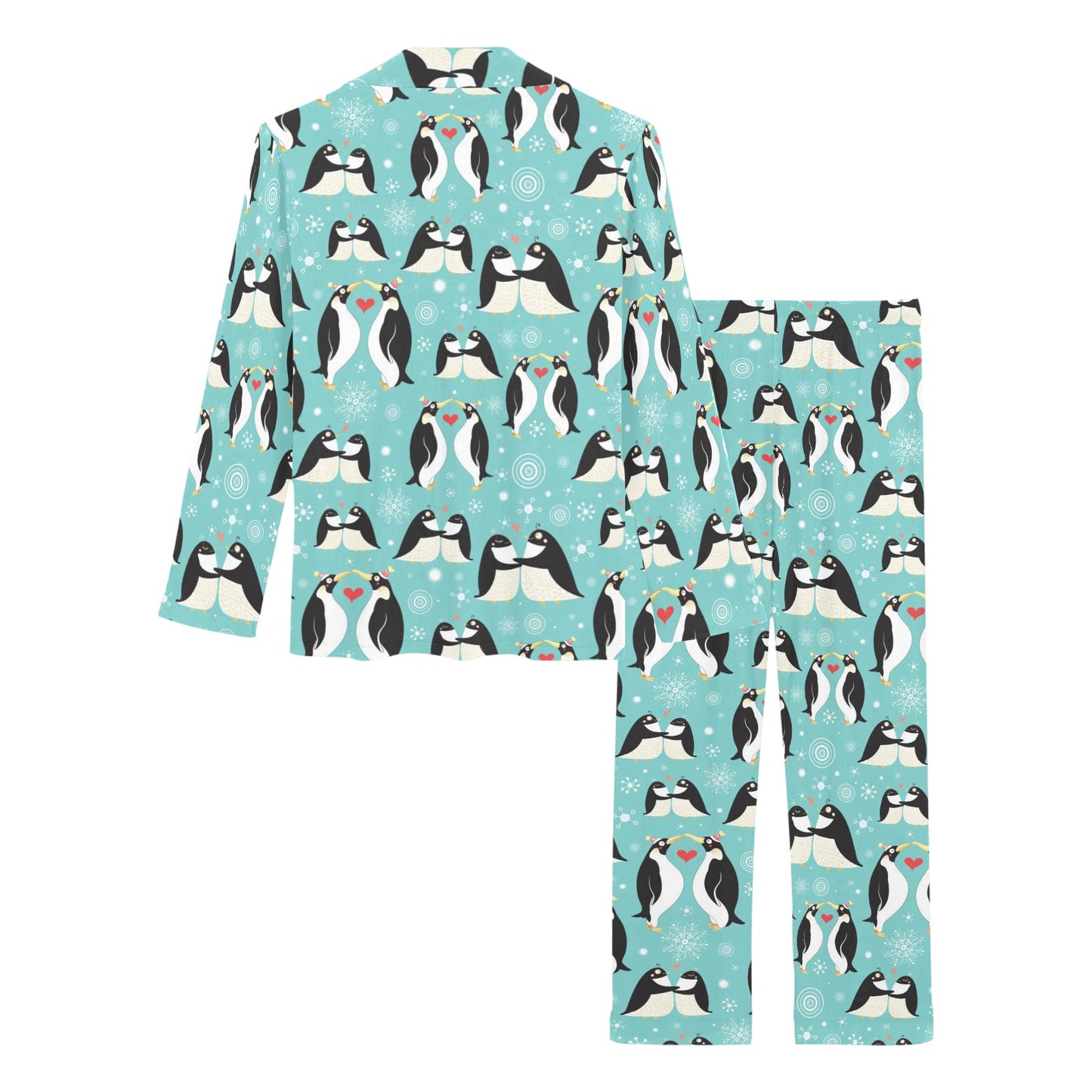 Penguin Love Print Women's Long Pajama Set