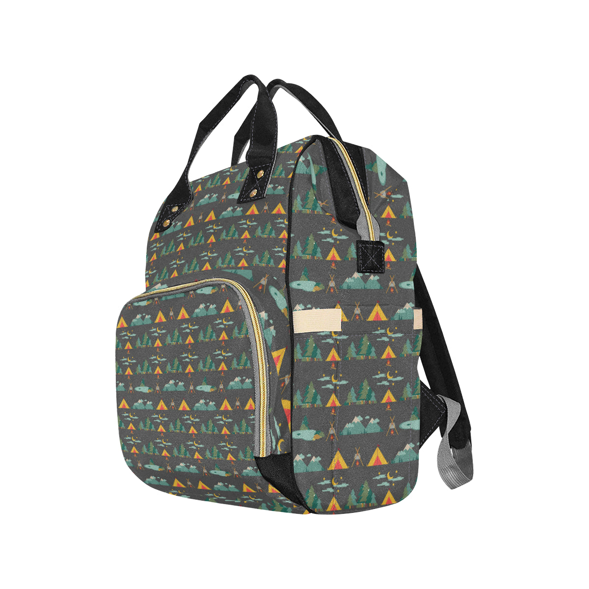 Camping Tent Pattern Print Design 03 Diaper Bag Backpack