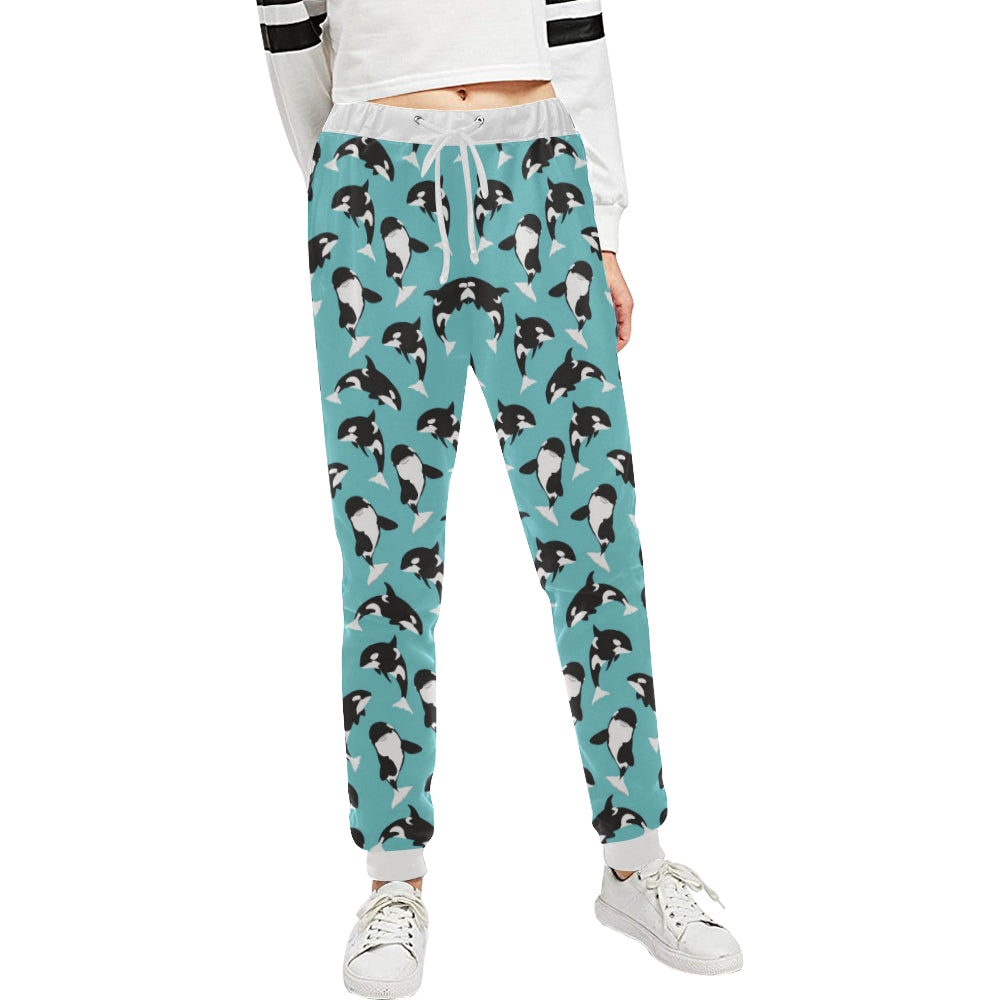 Whale Action Design Themed Print Unisex Sweatpants