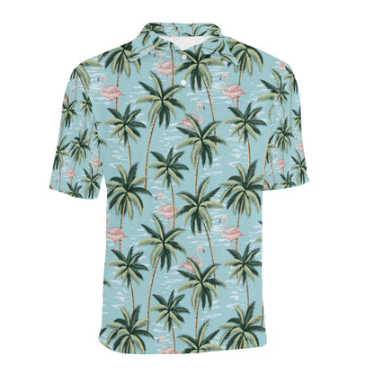 Palm Tree Pattern Print Design PT05 Men Polo Shirt