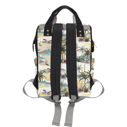 Palm Tree Beach Print Diaper Bag Backpack