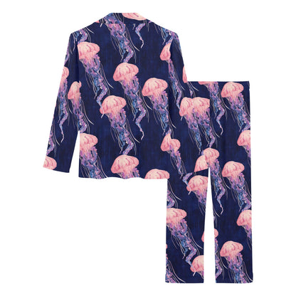 Jellyfish Pattern Print Design 03 Women's Long Pajama Set