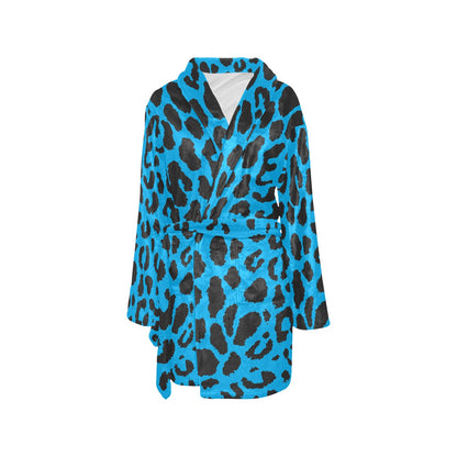 Cheetah Blue Print Pattern Women's Fleece Robe