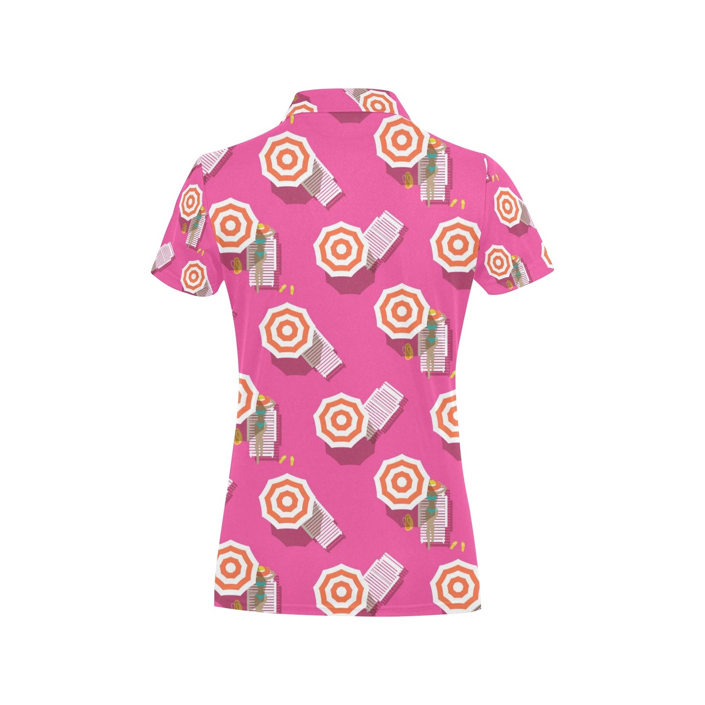 Beach Top View Umbrella Theme Women's Polo Shirt