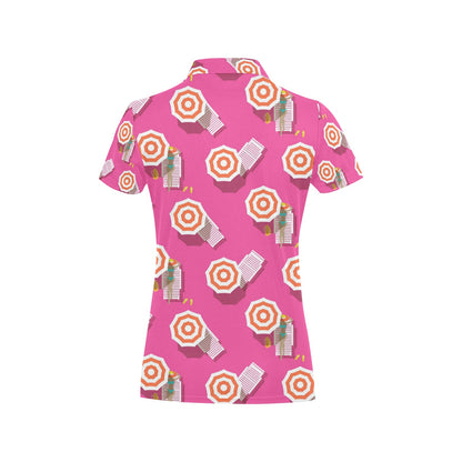 Beach Top View Umbrella Theme Women's Polo Shirt
