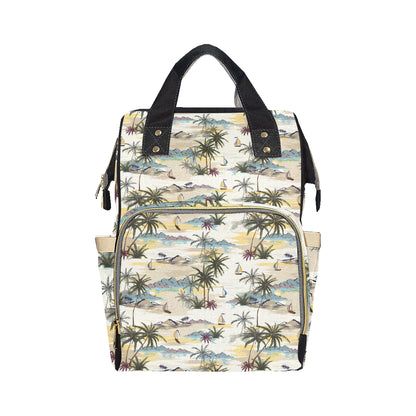 Palm Tree Beach Print Diaper Bag Backpack