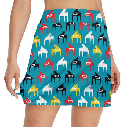 Piano Print Design LKS403 17" Golf & Pickleball Skort with Pockets