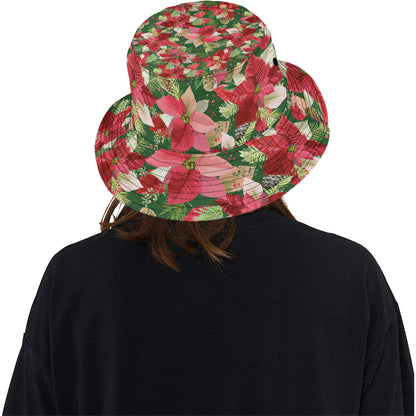 Poinsettia Pattern Print Design POT03 Unisex Bucket Hat