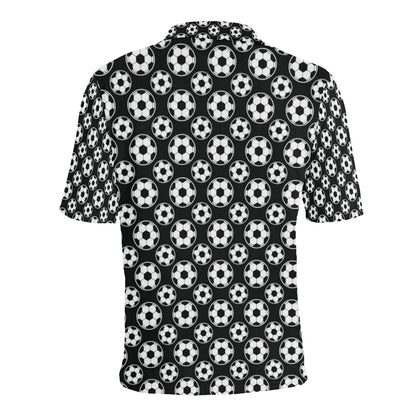 Soccer Ball Black Print Pattern Men Polo Shirt