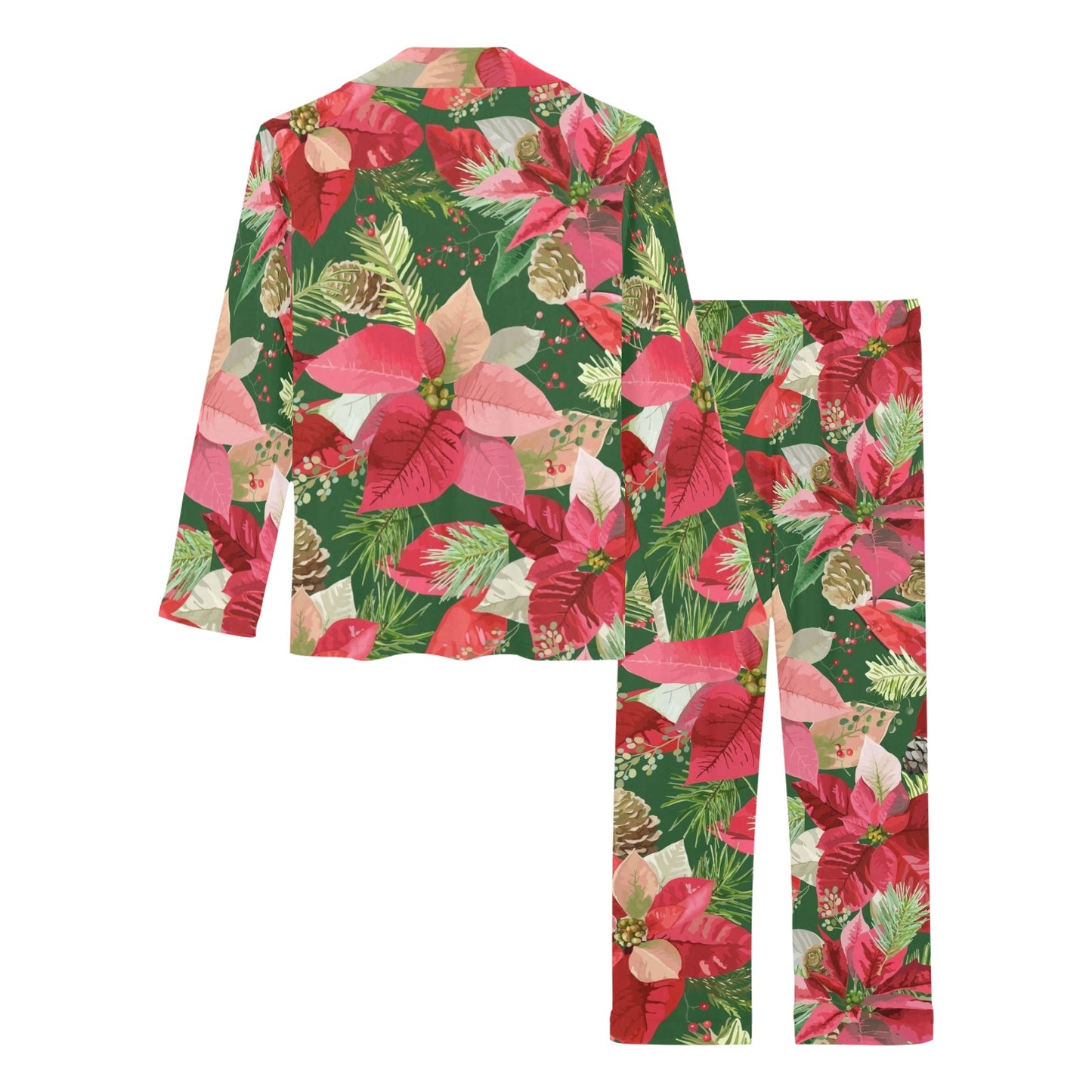 Poinsettia Pattern Print Design POT03 Women's Long Pajama Set