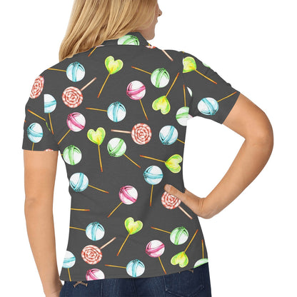 Lollipop Pattern Print Design LL02 Women's Polo Shirt