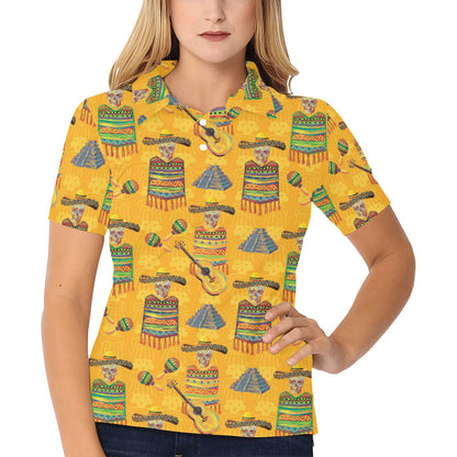 Maracas Mexican Style Pattern Print Design 02 Women's Polo Shirt
