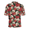 Skull Red Rose Men Polo Shirt