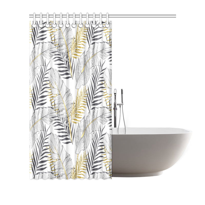 Gold Glitter Tropical Palm Leaves Shower Curtain