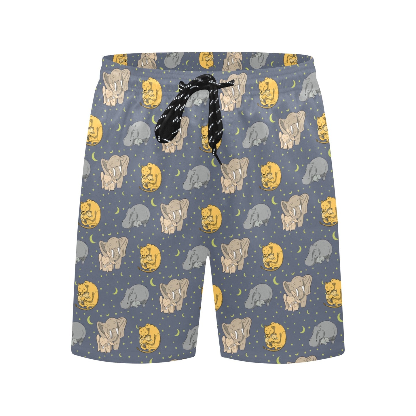 Safari Elephant Lion Print Design LKS303 Men's Swim Trunks Beach Shorts