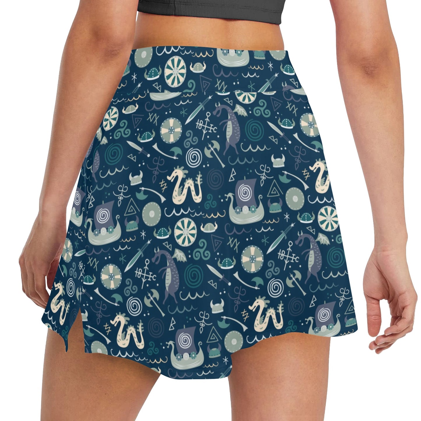 Vikings Print Design LKS305 17" Golf & Pickleball Skort with Pockets