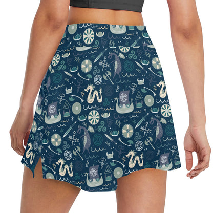 Vikings Print Design LKS305 17" Golf & Pickleball Skort with Pockets