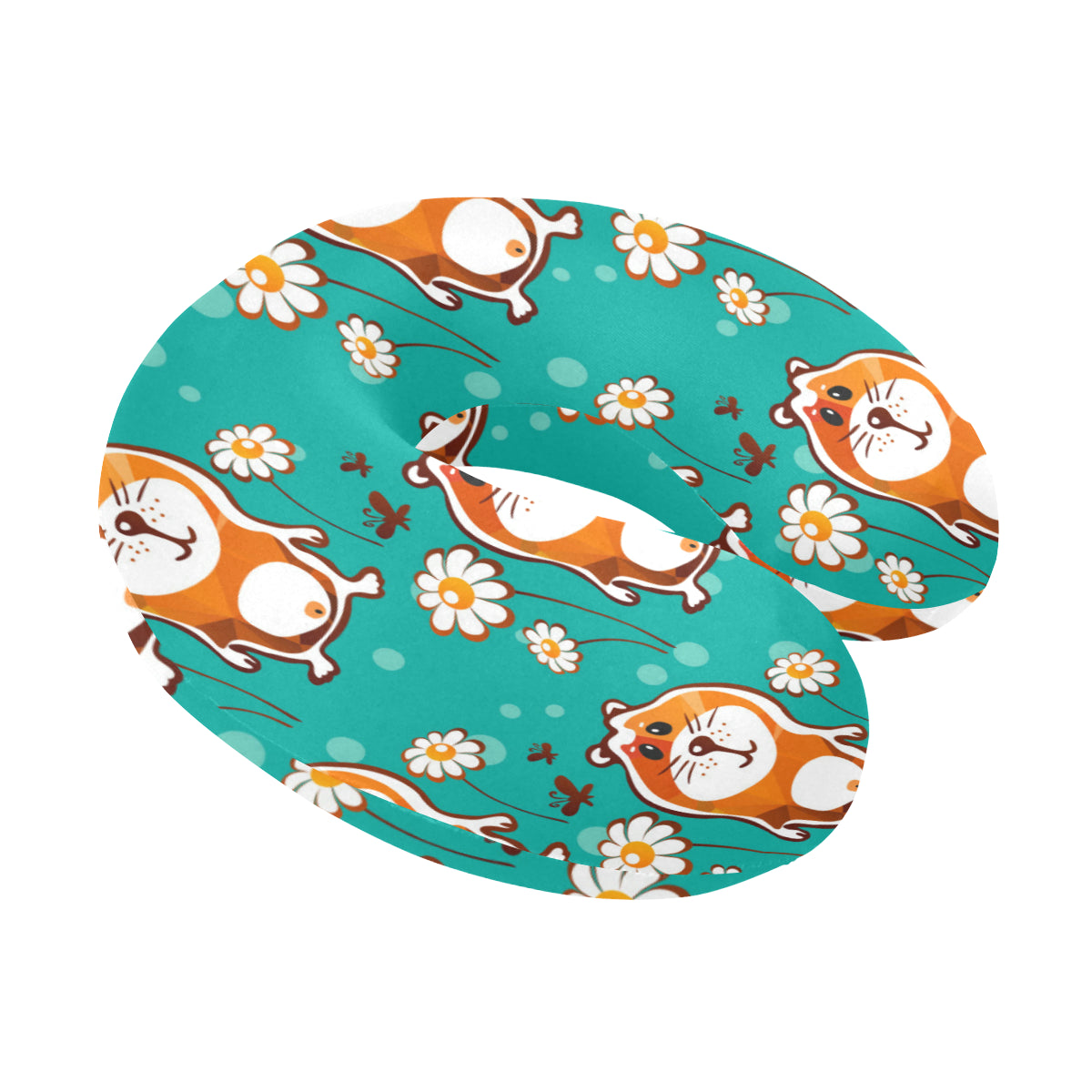 Hamster Pattern Print Design 01 U-Shaped Travel Neck Pillow