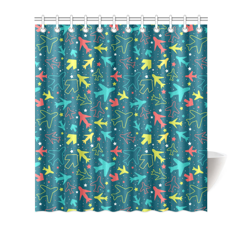 Airplane Pattern Print Design 05 Shower Curtain