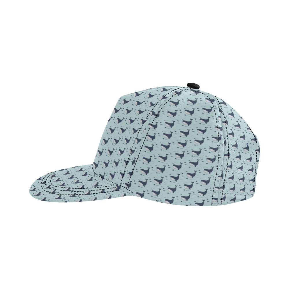 Whale Cute Design Themed Print Snapback Cap