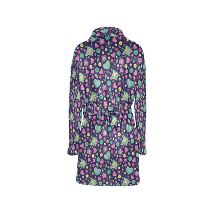 Crochet Pattern Print Design 02 Women's Fleece Robe