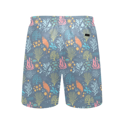 Seaweed Print Design LKS304 Men's Swim Trunks Beach Shorts