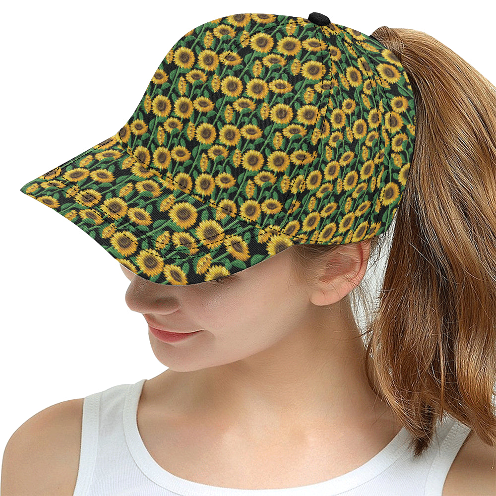 Sunflower Realistic Print Pattern Snapback Cap