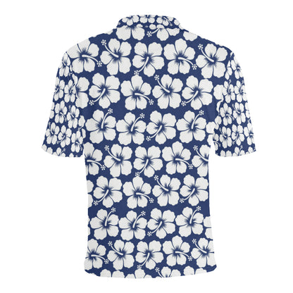Hibiscus Pattern Print Design HB013 Men Polo Shirt