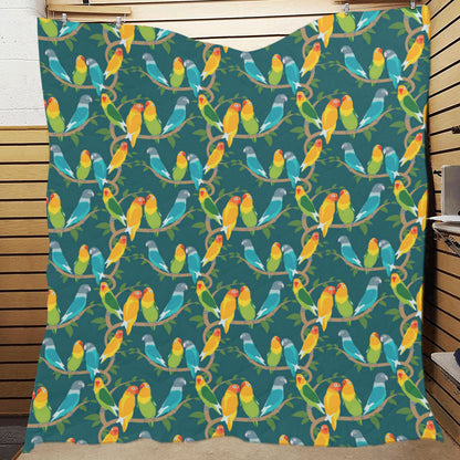 Lovebird Pattern Print Design 02 Premium Quilt