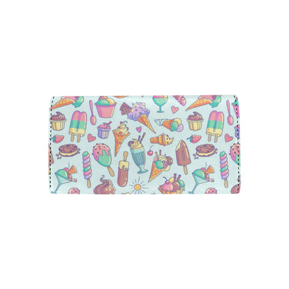 Ice Cream Pattern Print Design IC02 Women's Trifold Wallet