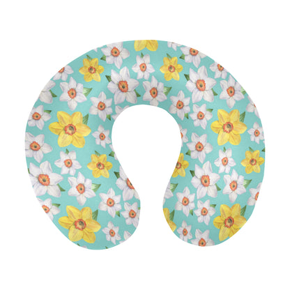 Daffodils Pattern Print Design 02 U-Shaped Travel Neck Pillow