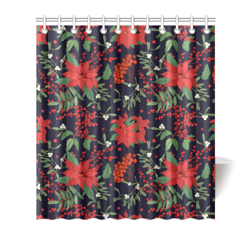 Poinsettia Pattern Print Design POT02 Shower Curtain