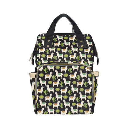 Alpaca Cactus Pattern Print Design 07 Diaper Bag Backpack