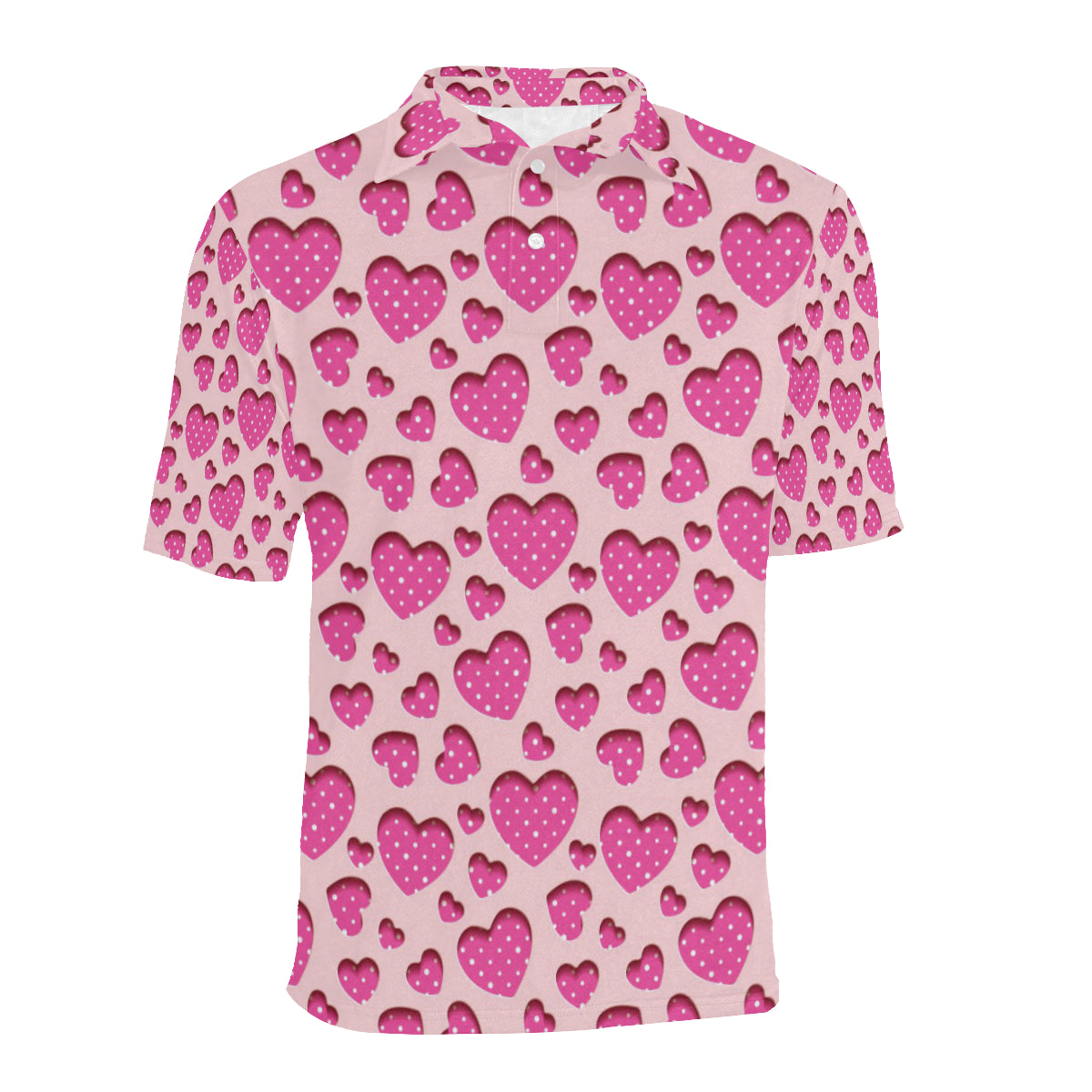 Heart Pink Pattern Print Design HE06 Men Polo Shirt