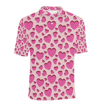Heart Pink Pattern Print Design HE06 Men Polo Shirt