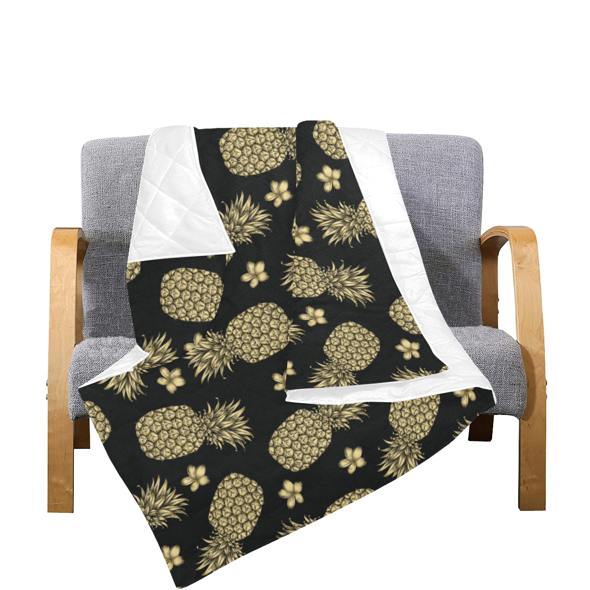 Gold Pineapple Hibiscus Premium Quilt