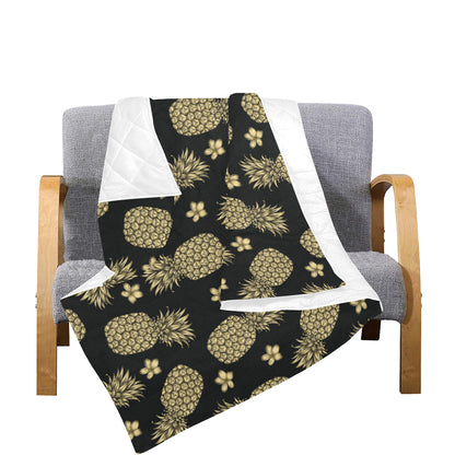 Gold Pineapple Hibiscus Premium Quilt