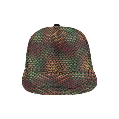 Snake Skin Colorful Print Snapback Cap