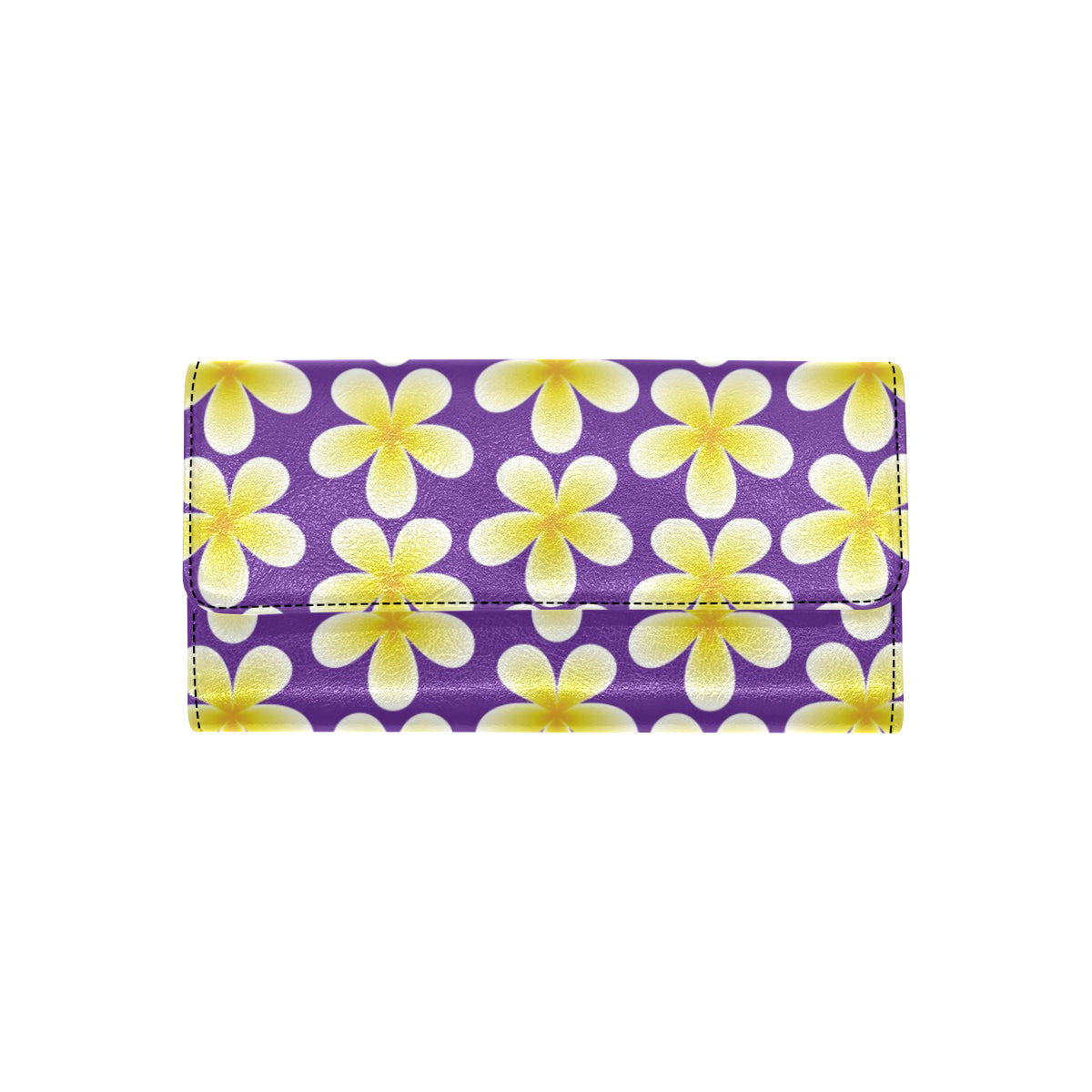 Yellow Plumeria Pattern Print Design PM05 Women's Trifold Wallet