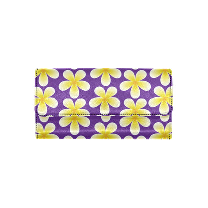 Yellow Plumeria Pattern Print Design PM05 Women's Trifold Wallet