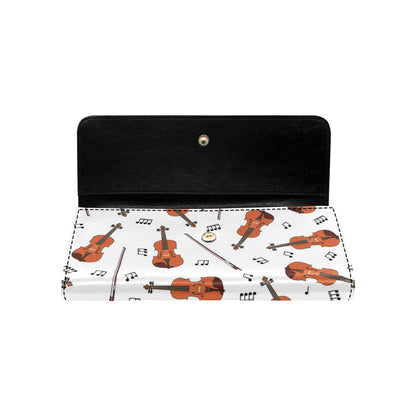 Violin Pattern Print Design 02 Women's Trifold Wallet