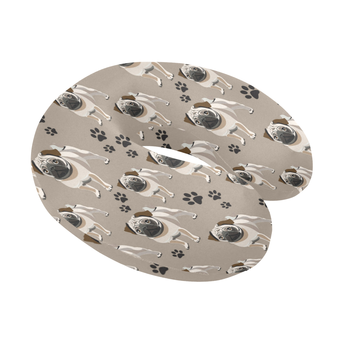 Pug Pattern Print Design A04 U-Shaped Travel Neck Pillow