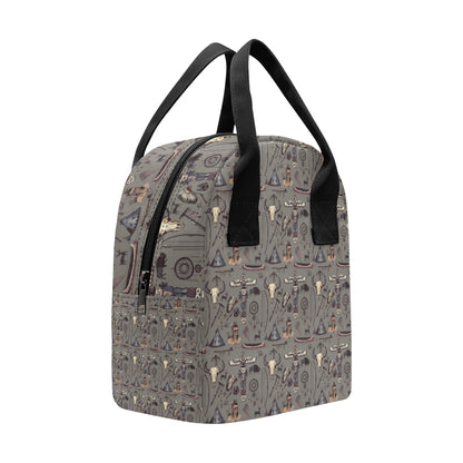 Native Indian life Design Print Insulated Lunch Bag