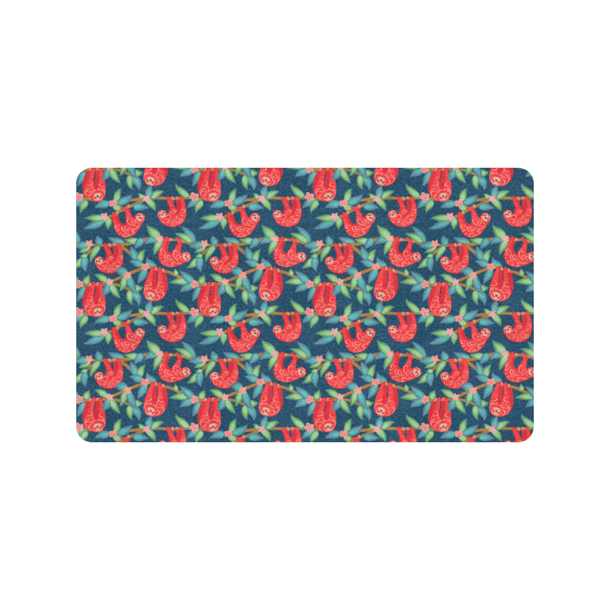 Sloth Red Design Themed Print Rubber Doormat