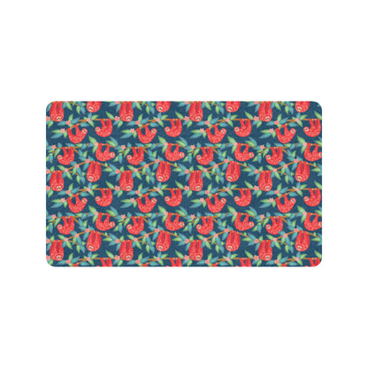 Sloth Red Design Themed Print Rubber Doormat
