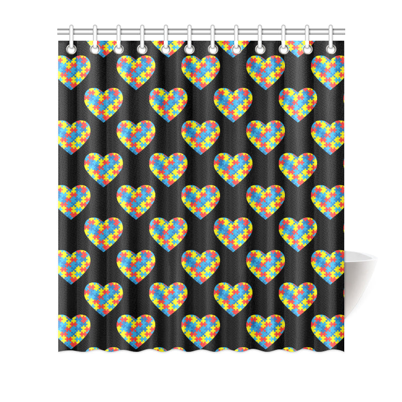 Autism Awareness Heart Design Print Shower Curtain