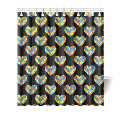Autism Awareness Heart Design Print Shower Curtain