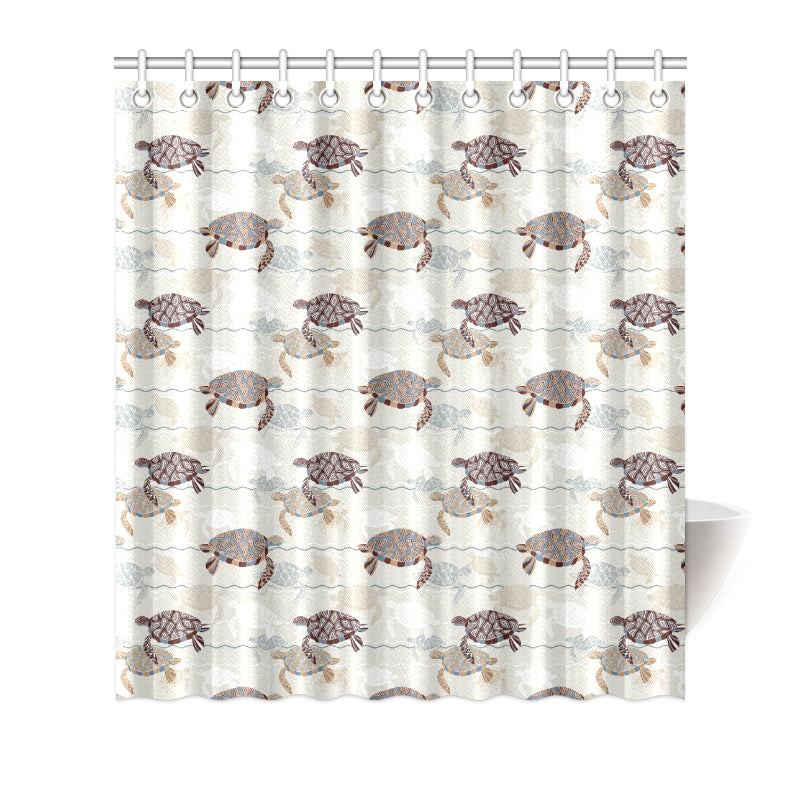 Sea Turtle Pattern Print Design T07 Shower Curtain
