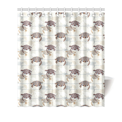 Sea Turtle Pattern Print Design T07 Shower Curtain
