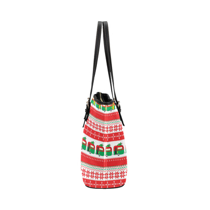 Camper Camping Ugly Christmas Design Print Leather Tote Bag